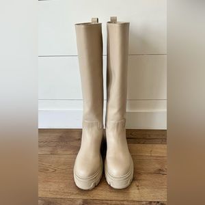 H&M leather knee high platform boots